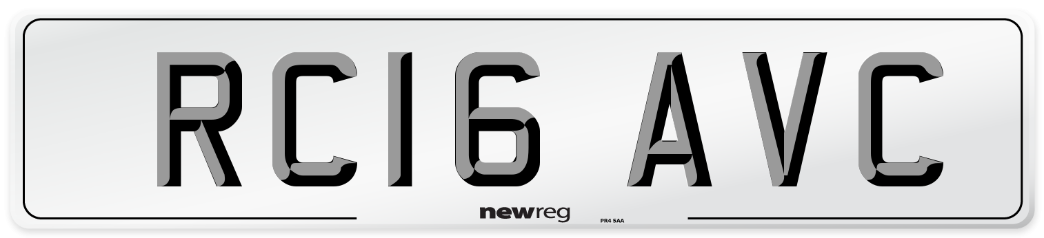RC16 AVC Number Plate from New Reg